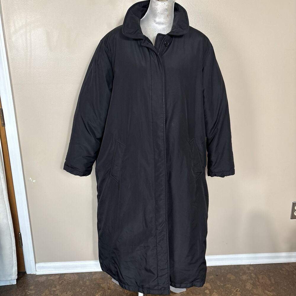 Lands' End Women's Down Maxi Parka 2X 20W-22W Black Goose Down Long Winter Coat